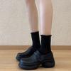 Retro Leather Shoes - Single Shoes, New Style, Thick Sole, Heightening, Round Toe, Women's Shoes
