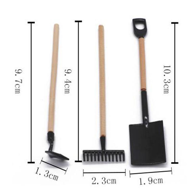3Pcs/Set Gardening Tools Set 1:12 Dollhouse Miniature Doll House Outdoor Decor