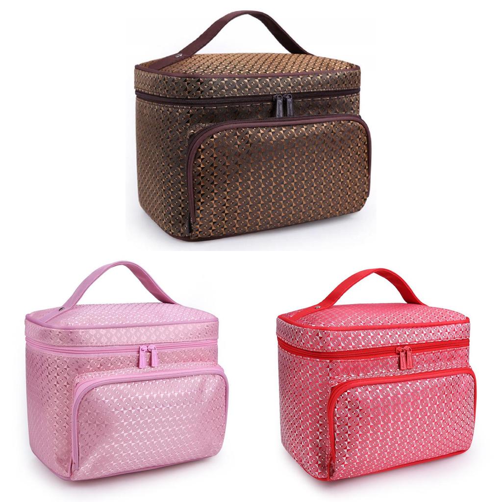 Portable Folding Large Capacity Makeup Bag For Women With Elegant Geometric Patterns In Various Colors