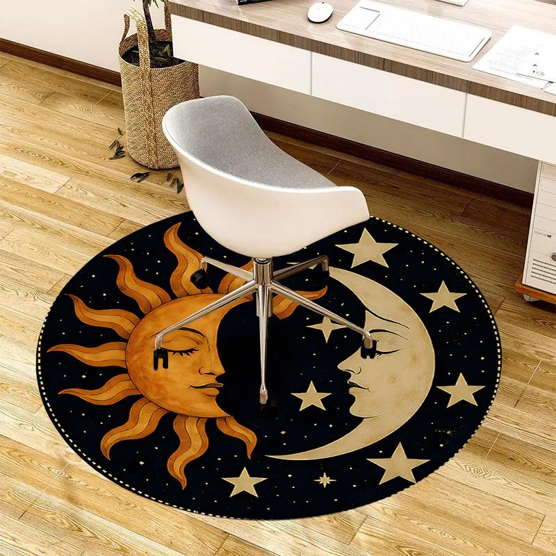 1pc Office Carpet Chair Mats Sun Moon Stars Celestial Perfect for Decorating Office Chairs, Living Rooms, Or Bedrooms.YDT101