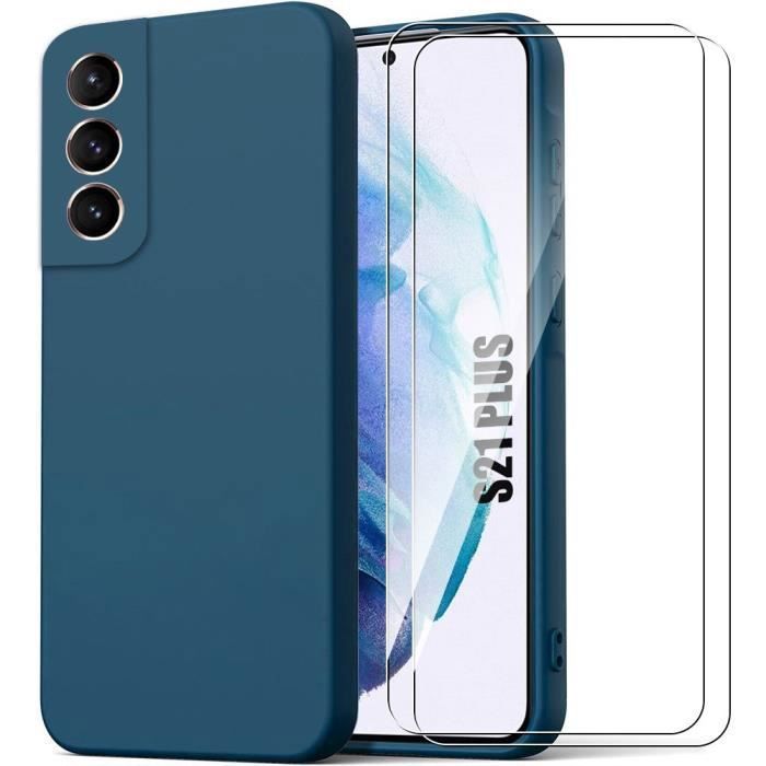 Coque de protection - BOOLING - Samsung Galaxy S21+ - Souple - 2 verres trempés - Bleu Marine