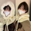 Women Wool Knitted Balaclava Hat Retro Solid Color Ear Warmer Hooded Cap Korean Girl Windproof One-piece Neck Collars Bonnet