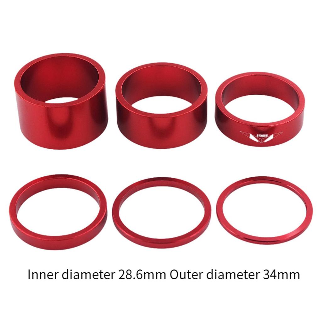 6Pcs Mountain Road Bike Headset Spacer Bikes Headset Stem Spacer for 1 1/8 Inch Bike Accessories Sturdy Headset Mount Spacer
