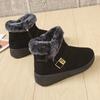 Fashion Warm Snow Boots for Fashion MATURE LEISURE Flat with Round Toe Buckle Strap Solid Casual Women Shoes Black