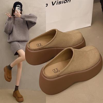 Pantoufles Baotou à semelles épaisses pour femmes automne 2025 nouvelles chaussures Muller célébrités d'internet sans talon pain paresseuses muffin