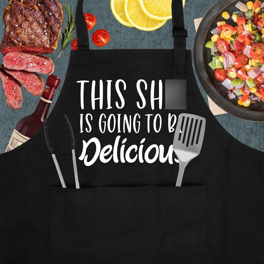 Miracu Funny Cooking Aprons for Women, Funny Baking Aprons for Men Dad - Mens Cooking Gifts for Bakers Husband Boyfriend - Valentines Day, Birthday