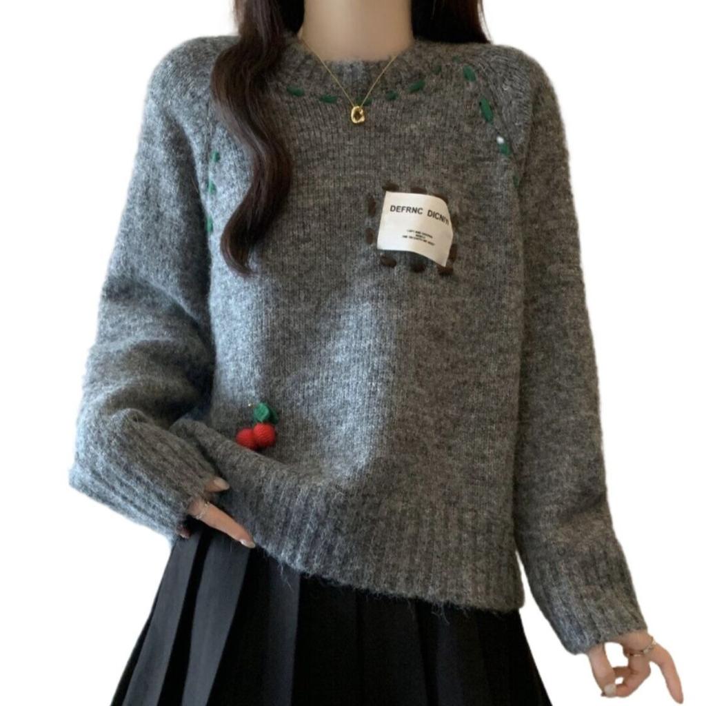 Pullover Sweater Plus-size Women's Dress Loose Knitted Sweater Thickened Knitted Sweater Top for Autumn and Winter