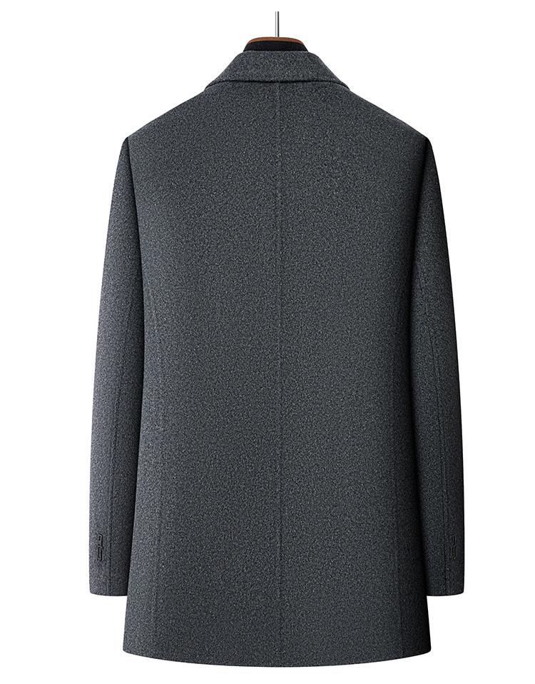 Men's Winter Wool Coat with Scarf Collar - Business Casual, Detachable Double-Sided Design, 90% Goose Down Liner