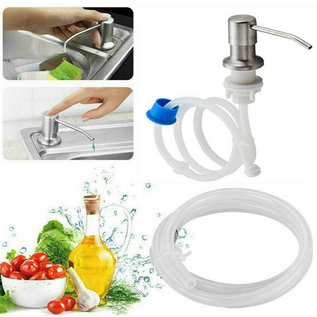 Kitchen Stainless Steel Sink Soap Dispenser Pump Head with Extension Silicone Tube