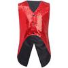 Boys Sparkly Sequin Vest Asymmetrical Hem Sleeveless Design for Parties Stage Events