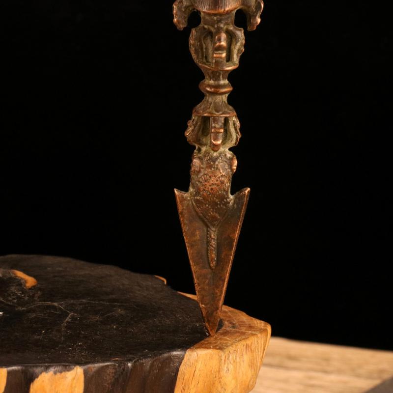 Vintage Hand Vajra Dorje Purple Copper Tibetan Buddhism Devil-Repelling Artifact Ritual Magical Horse Head Jin Gangchu
