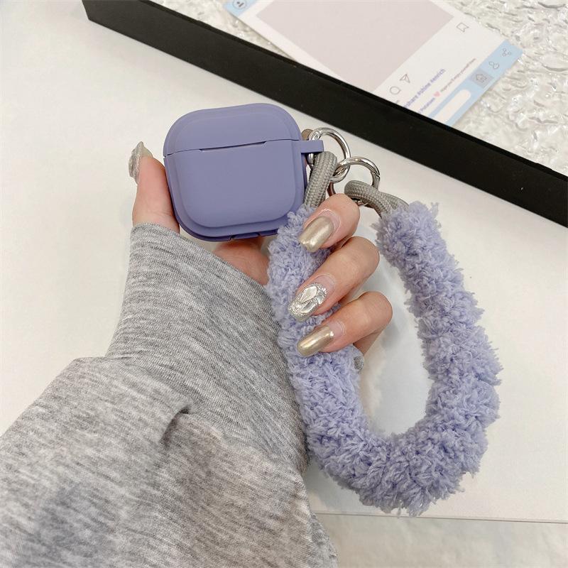 Simple Solid Color Plush Hand Rope for AirPods 1 Generation Protective Cover 1 Generation 1 Generation Pro1 Apple Bluetooth Headset Case