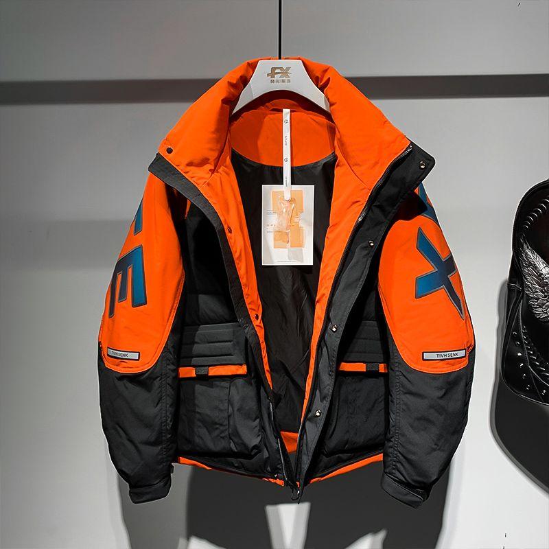 Personalized and Fashionable Men's Spliced Contrasting Color Youth Bread Jacket 2025 Winter New Versatile Parkas Male Clothing
