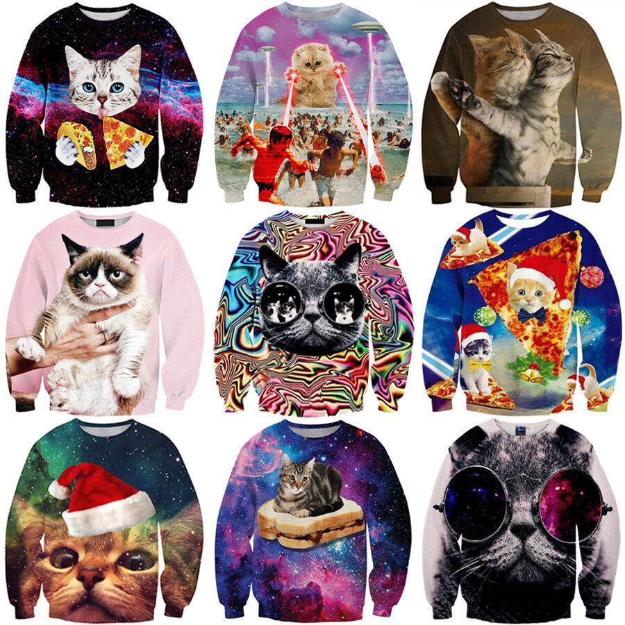 New Womenmen Cute Cat Funny Animals 3d Print Casual Sweatshirt Hoodie Pullover