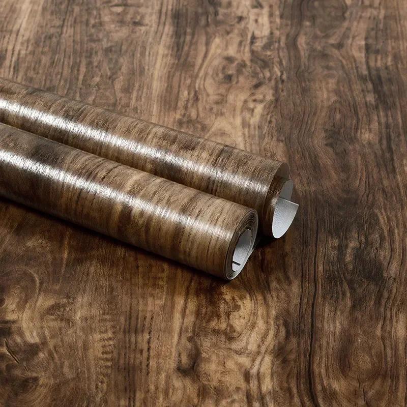 Wasserabweisende Holz-Vinyl-Wandverkleidung Rolle Selbstklebende Dekor Kontaktpapier Türen Schrank Schreibtisch Moderne Möbel Dekorativer Aufkleber