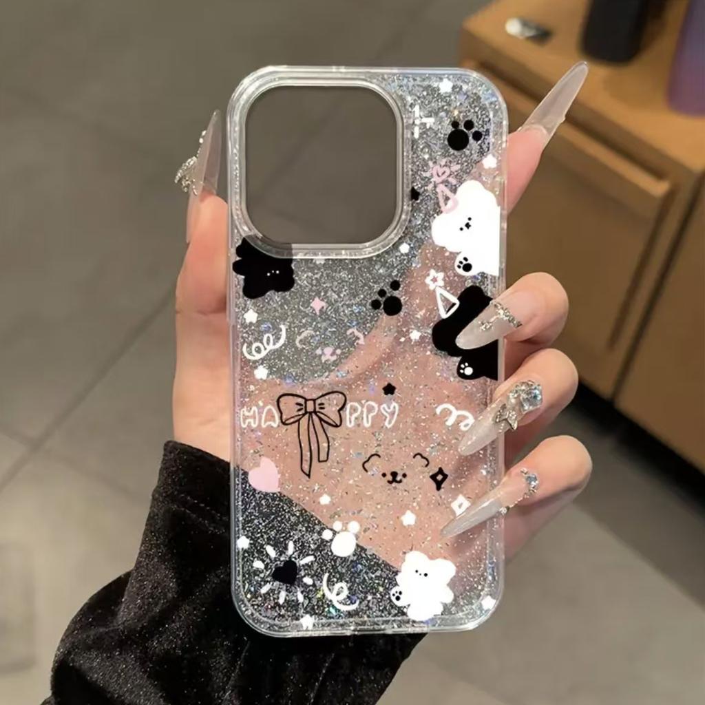 IMD Glitter Transparent Pet Puppy Color Knot for 11 Apple 11promax Mobile Phone Case Iphone11 Premium