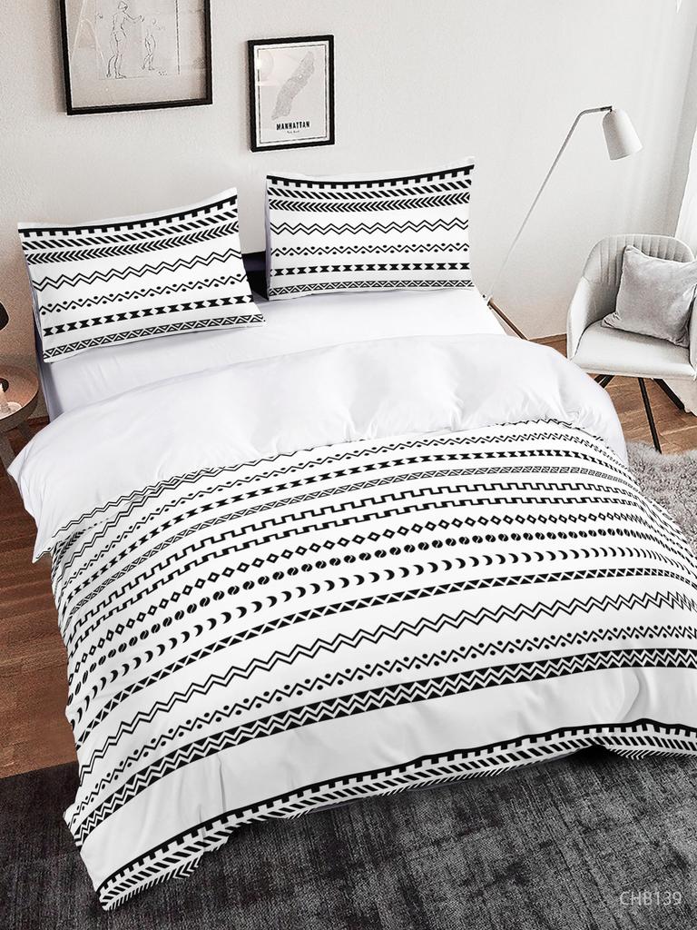 Simple And Fresh Three-Piece Set Thousand Birds Plaid Kit Quilt Cover Bedding
