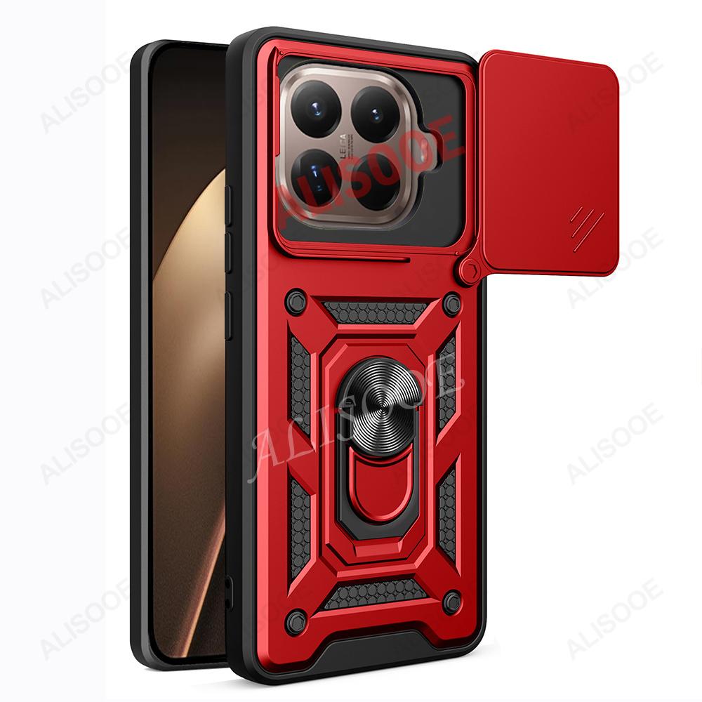 Schiebe-Kameraobjektivabdeckung für Xiaomi 15T Pro Hülle für Xiaomi Mi 15T Ring-Ständerhalter Vollschutz Handy Capa Funda