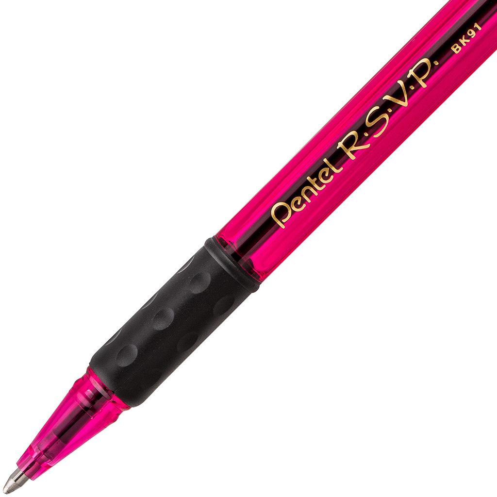 Pentel Colorful Ballpoint Medium Black R.S.V.P. Pens, Nib, Ink, 5-Pack (BK91RDBP5M)