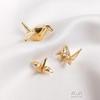 14K Gold-Filled Color-Preserving 3D Origami Crane Pendant Earrings Charm