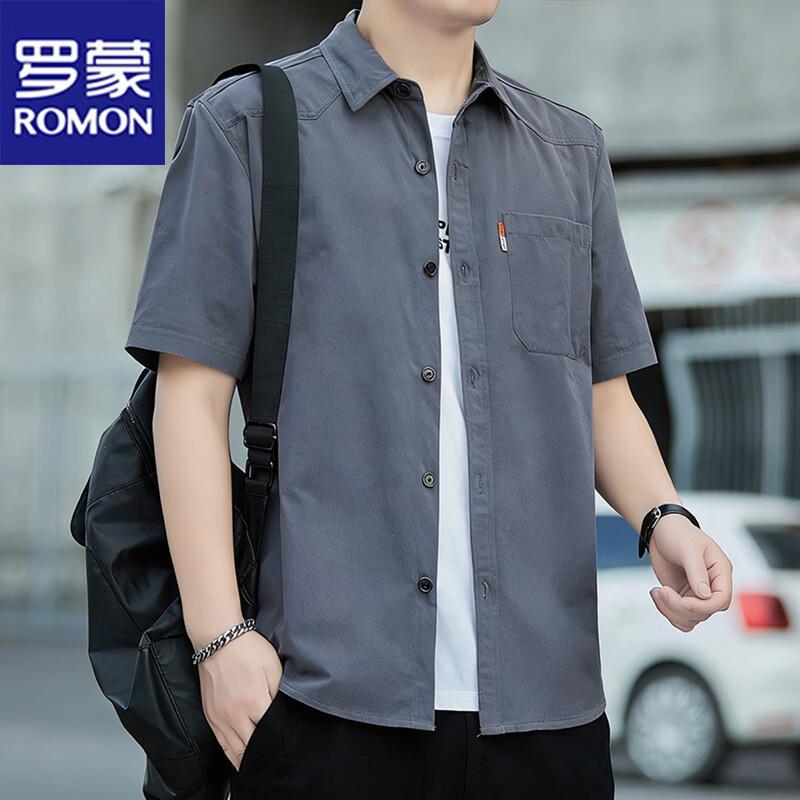 

ROMON Men s Summer Short Sleeve Casual Shirt 4XL