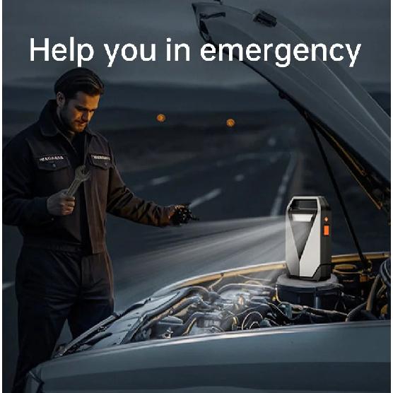 12000mAh High Capacity Multi-Function Car Jump Starter & Air Compressor, Emergency Battery Booster for Gas&Diesel Cars