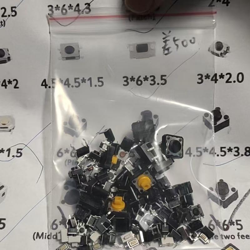 125Pcs 25 Types Micro Tact Push Button Switch Assorted Kit SMD DIP 2*4 3*6 4*4 6*6 12*12 Reset Mini Leaf Switches for Arduin