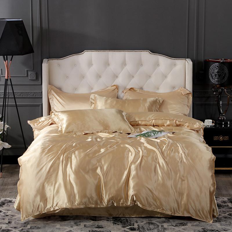 4 PCS Bedding Set Luxury Mulberry Silky Blending Bedding Set Satin Duvet Cover Set High End Single Double Comforter Cover