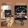 Coffee Sign Wall Decor Wooden Bar with Iron Stand, Vintage Black & White Cafe Artistic Corner Art, Rustic Tabletop or Hanging Frame for Farmhouse