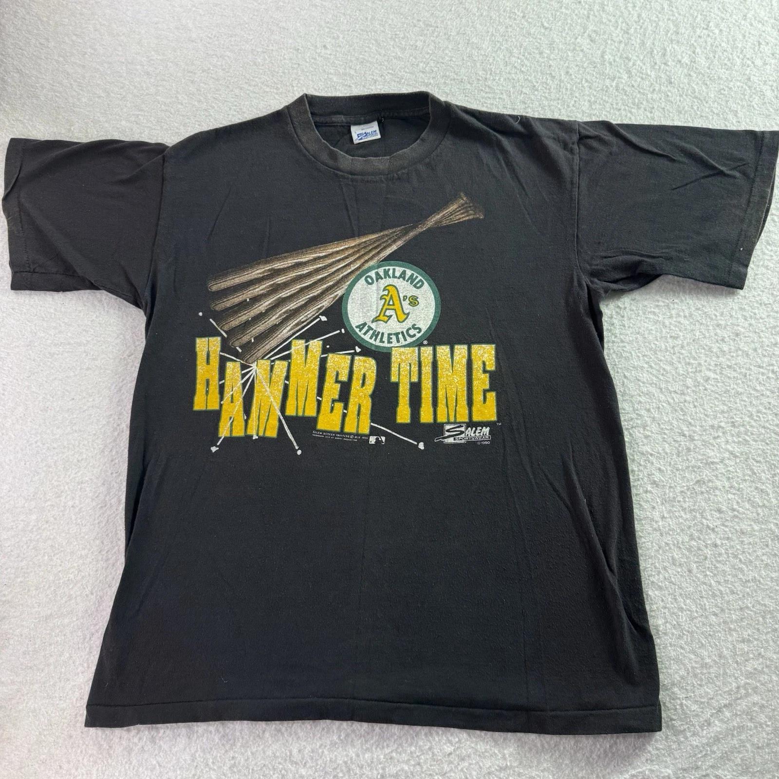 

1990 Vintage Hammer Time Oakland Athletics T-Shirt L Single Stitch Salem Sports 3XL