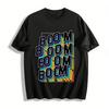 Retro Bunt BOOM Buchstaben Print Lässiges Lockeres Kurzarm T-Shirt Reines Baumwoll T-Shirt