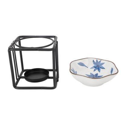 Ahornblatt Schwarz Halter Eisenkunst Aromatherapie Brenner Set Ätherisches Öl Brenner Kerzenhalter für