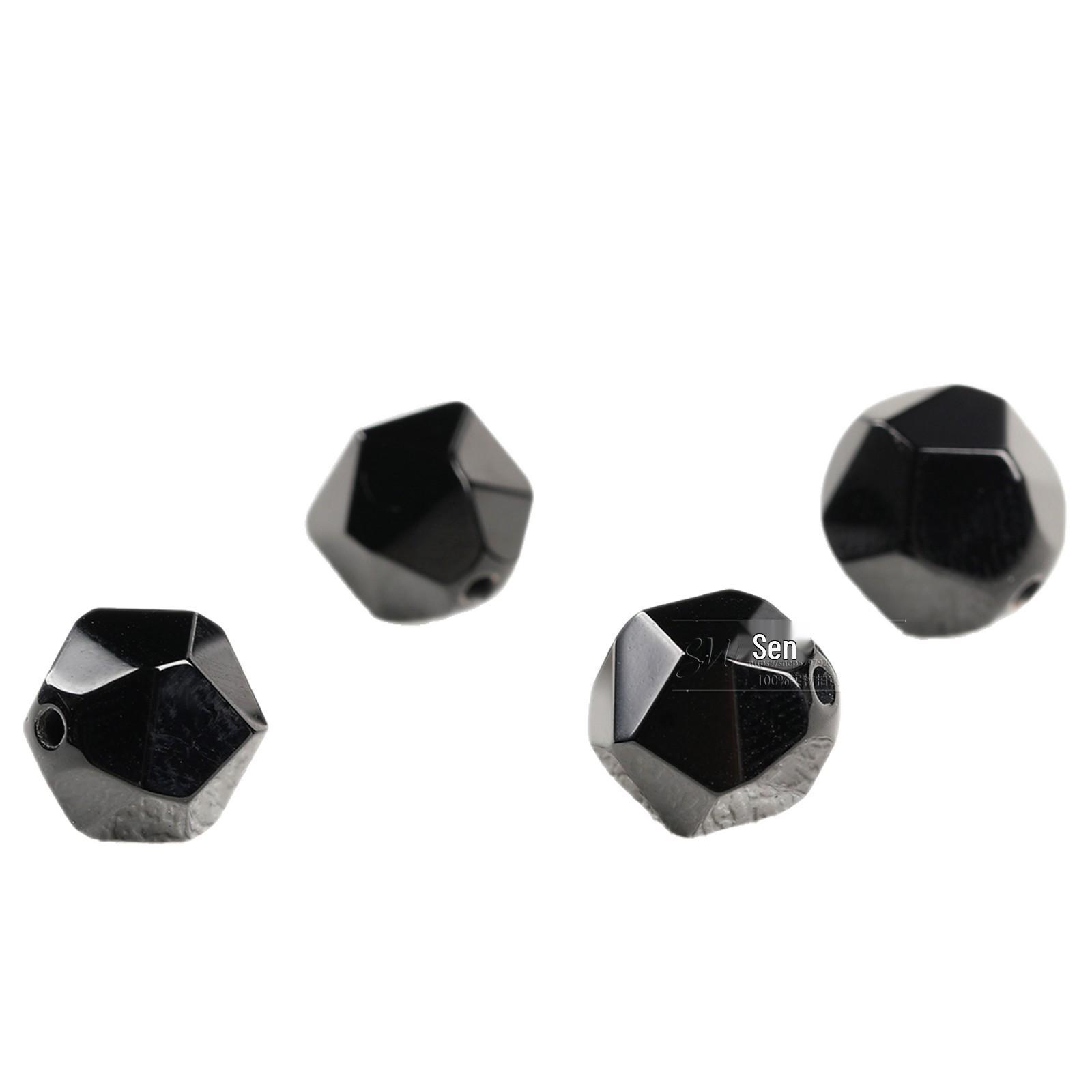 Forest Black Agate Faceted Beads for DIY Bracelet Making 6mm/bead
