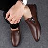 Fashion Lightweight Walking Flats Fashion Men's Leather Loafers Slip-On Comfortable Casual Shoes Breathable Driving Moccasins for Men