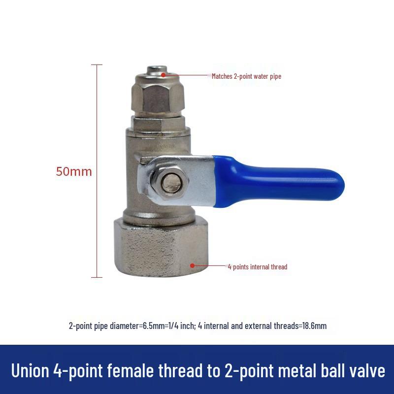 4–Way Inlet Tee Ball Valve 3-Way Pure Water Machine All-Copper Switch Valve