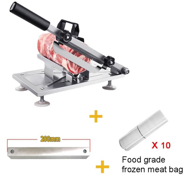Manual Frozen Meat Slicer Stainless Steel Meat Cutter Beef Mutton Roll Food Slicer Slicing Machine for Cooking Hot Pot Shabu BBQ