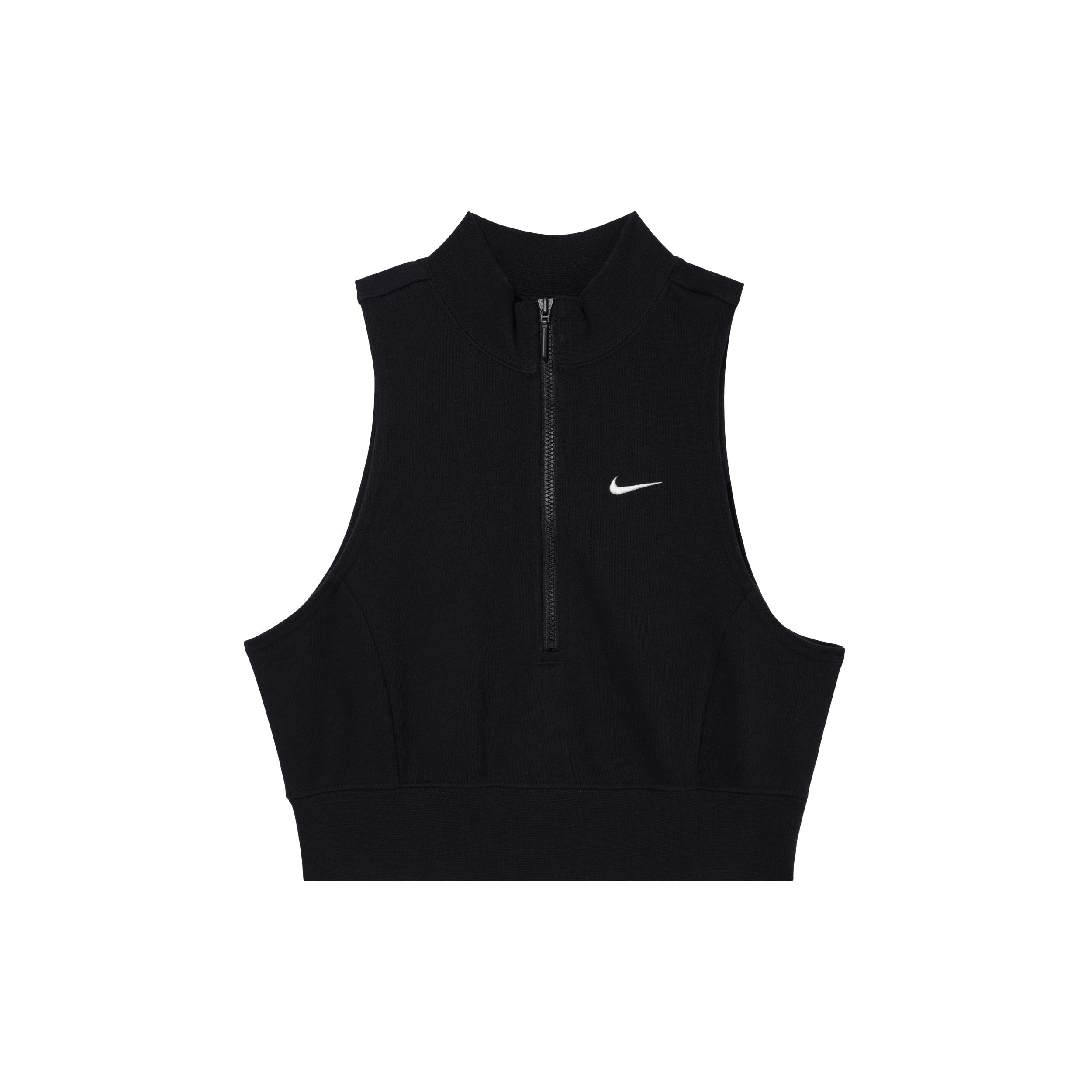 Nike Slim Fit Short Zip Tank Top Women Tops Black FV7492-010 L