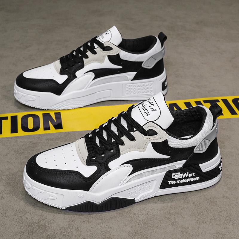 

Мужская обувь 2024 года, новые летние дышащие черно-белые туфли с пандой для доски, мужская повседневная спортивная обувь с толстой подошвой, нескользящая сетчатая модная обувь 39