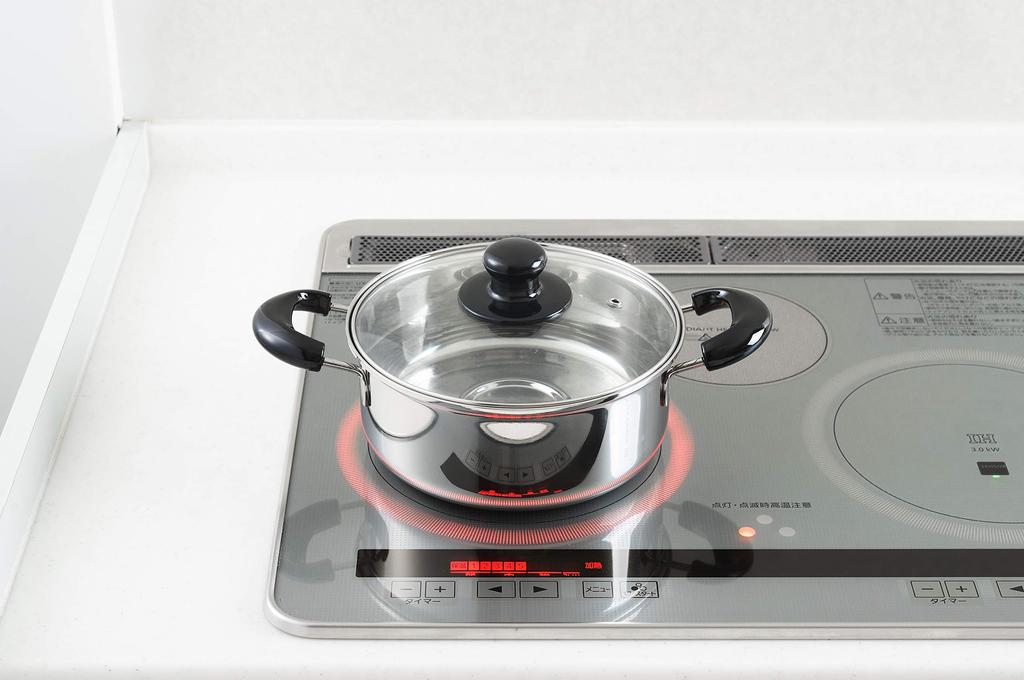 Ny Yoshikawa CookLook II Japantillverkad 20 cm Rostfritt Stål Trippelbottnad Gryta med Handtag, Induktionskompatibel, Presentinslagning Tillgänglig