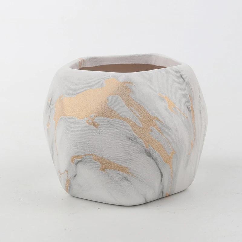 

Керамические горшки для суккулентов для переноса воды Креативное скандинавское садовое искусство Ваза Украшения для дома и офиса Садовые принадлежности rhombus белый