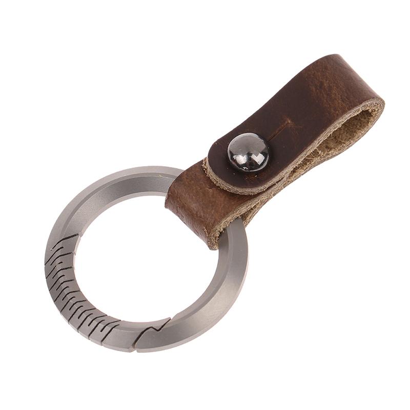 Titanium Alloy Leather Waist Belt Buckle Keychain Car Pendant Edc Outdoor Tool Men Women Luxury Accessories Gifts