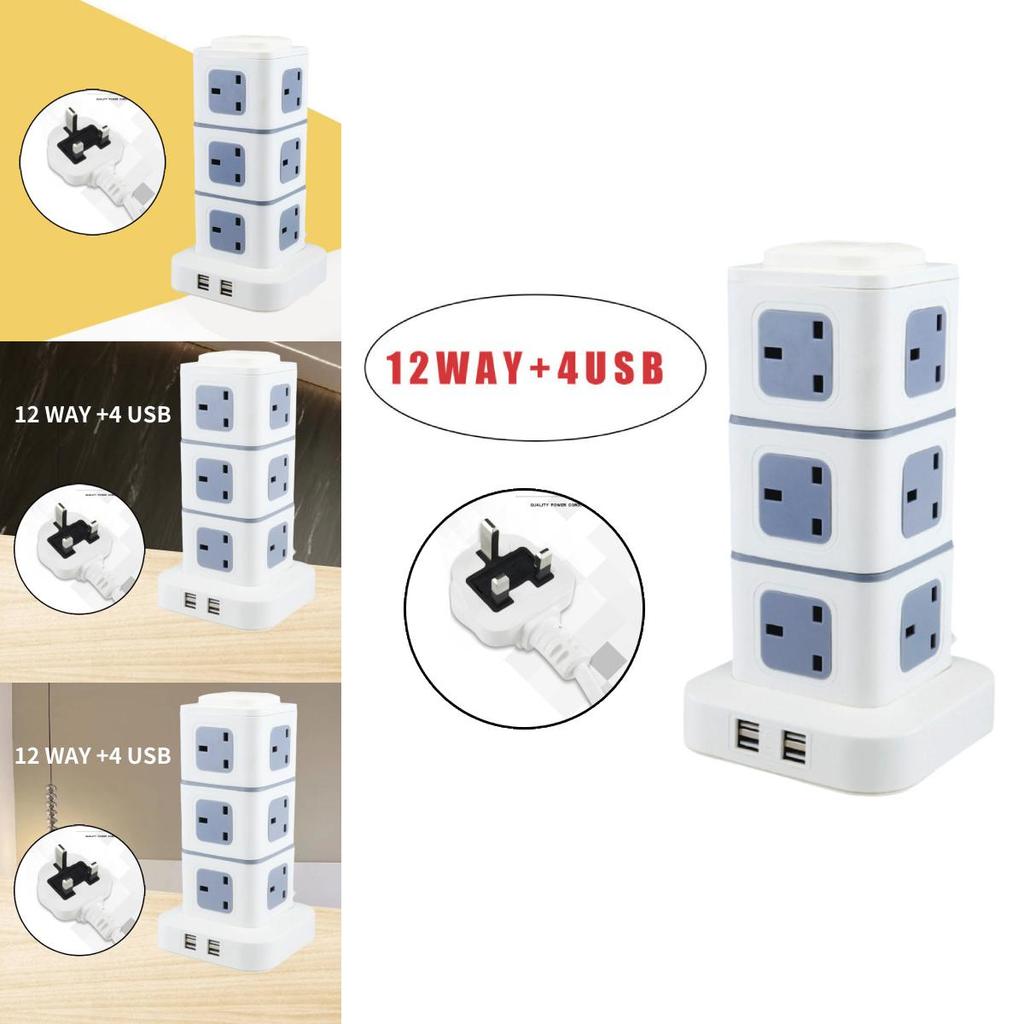 Reliable Uk Standard Vertical Power Strip With Multiple Usb Ports For Home And Office Use