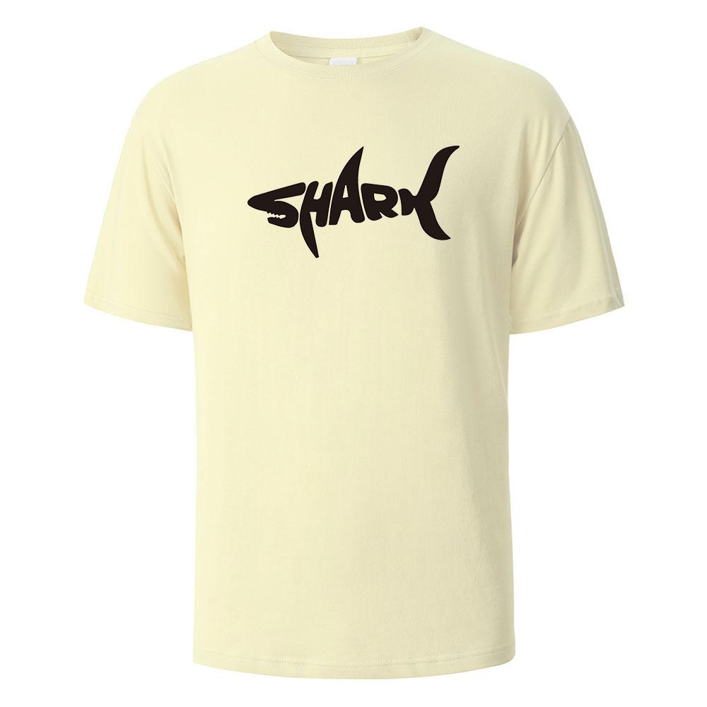 Cotton Shark Print T-Shirt 100% Cotton Summer Tees For Men Women Oversize Casual Tops
