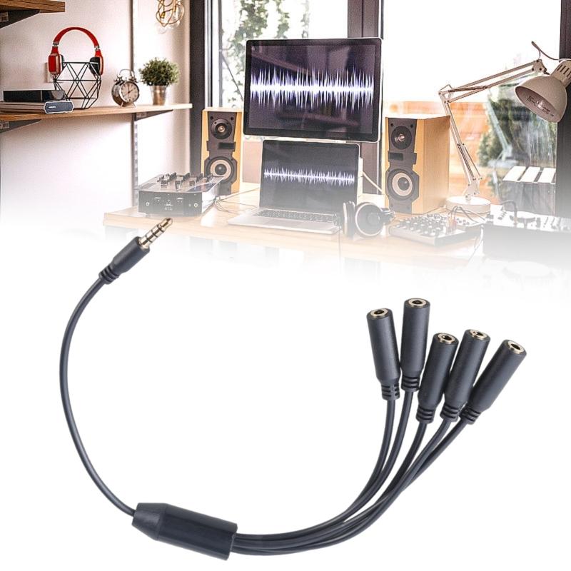 1 in 3/4/5/6 Out 3.5mm AUX Cord Male to Female Stereo AUX Converters Wire Splitter Cable 4-Section for Headphones