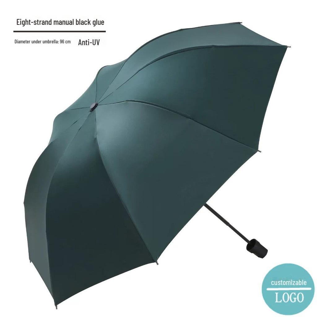 Umbrella Sunny And Rainy Automatic With Printed Logo Black Plastic Spf Sunscreen Threefolding Design