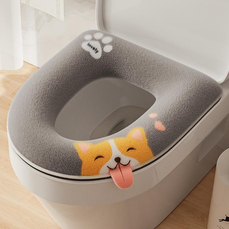 Χαριτωμένο Cartoon Χοντρό Ματ Κάλυμμα Καθίσματος Τουαλέτας Χειμερινό Ζεστό Μαλακό Πλέσιμο Θήκη Καθίσματος Χαλακιού Κάλυμμα Κάλυμμα Τουαλέτας Αξεσουάρ μπάνιου