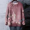 Women's Floral Print Round Neck Long Sleeved T-shirt Sweatshirt Top