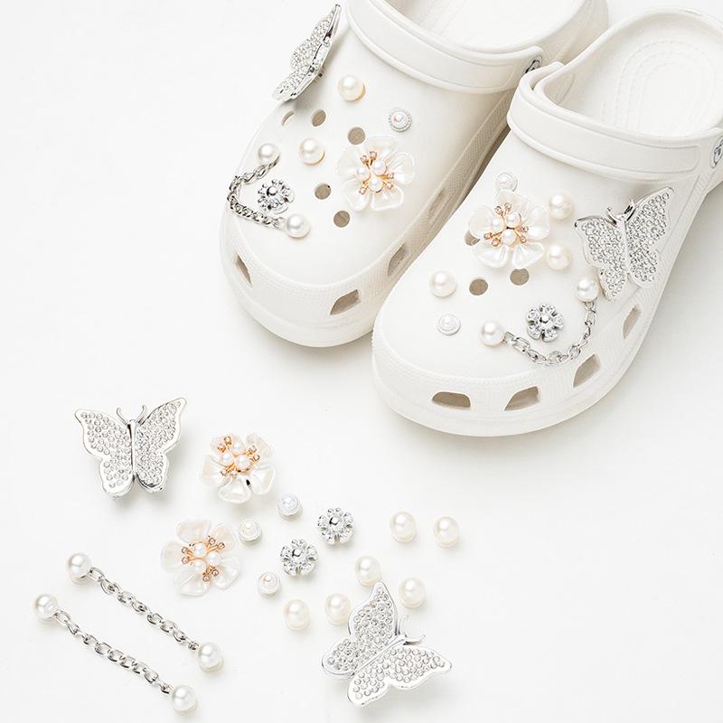Cute Resin Starfish & Shell Croc Shoe Buckles with High-End Flower Accessories