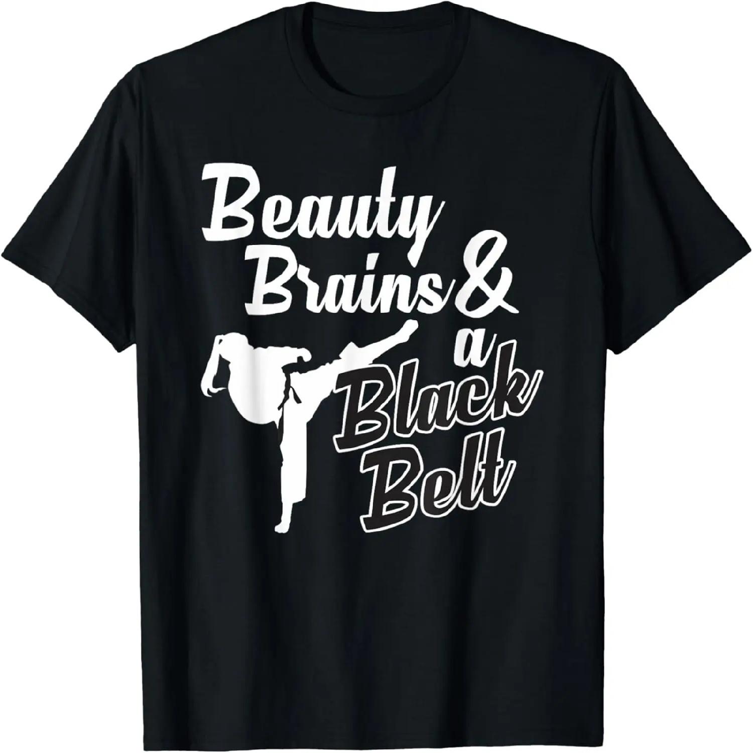 

Beauty Brains And A Black Belt Karate Martial Arts Design T-Shirt XXXXXL різнокольоровий