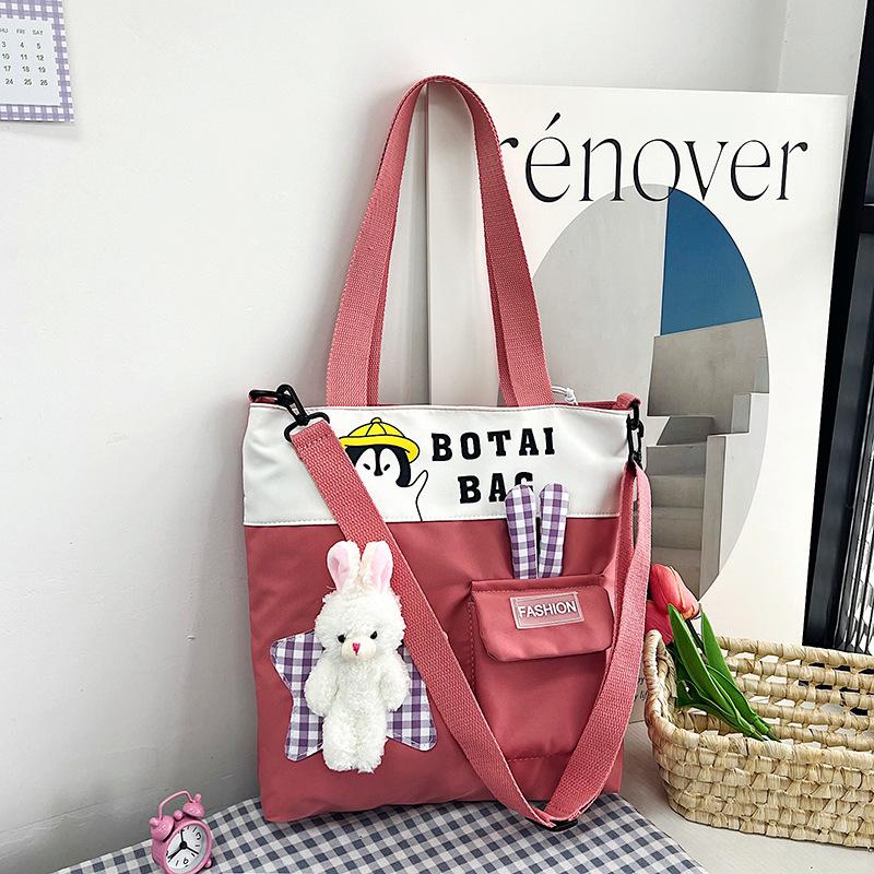 Tuition Bag Junior High School Students Large-capacity New Contrasting Color Shoulder Bag Sweet Messenger Bag